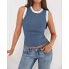 imageBTFBM Crew Neck Tank Top for Women Sleeveless Ribbed Contrasting Slim Fitted Y2k Casual Basic Shirts Spring Summer Tops 2026Dusty Blue