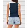 imageBTFBM Crew Neck Tank Top for Women Sleeveless Ribbed Contrasting Slim Fitted Y2k Casual Basic Shirts Spring Summer Tops 2026Navy Blue