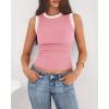 imageBTFBM Crew Neck Tank Top for Women Sleeveless Ribbed Contrasting Slim Fitted Y2k Casual Basic Shirts Spring Summer Tops 2026Pink