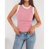 imageBTFBM Crew Neck Tank Top for Women Sleeveless Ribbed Contrasting Slim Fitted Y2k Casual Basic Shirts Spring Summer Tops 2026Pink
