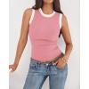 imageBTFBM Crew Neck Tank Top for Women Sleeveless Ribbed Contrasting Slim Fitted Y2k Casual Basic Shirts Spring Summer Tops 2026Pink