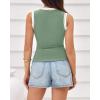 imageBTFBM Crew Neck Tank Top for Women Sleeveless Ribbed Contrasting Slim Fitted Y2k Casual Basic Shirts Spring Summer Tops 2026Sage Green