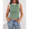 imageBTFBM Crew Neck Tank Top for Women Sleeveless Ribbed Contrasting Slim Fitted Y2k Casual Basic Shirts Spring Summer Tops 2026Sage Green