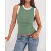 imageBTFBM Crew Neck Tank Top for Women Sleeveless Ribbed Contrasting Slim Fitted Y2k Casual Basic Shirts Spring Summer Tops 2026Sage Green