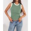 imageBTFBM Crew Neck Tank Top for Women Sleeveless Ribbed Contrasting Slim Fitted Y2k Casual Basic Shirts Spring Summer Tops 2026Sage Green