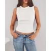 imageBTFBM Crew Neck Tank Top for Women Sleeveless Ribbed Contrasting Slim Fitted Y2k Casual Basic Shirts Spring Summer Tops 2026White