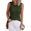 imageBTFBM Crochet Tops for Women Sleeveless Knit Sweater Vest Tank Top Summer Spring 2026 Cover Ups Beach Vacation ClothesArmy Green