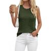 imageBTFBM Crochet Tops for Women Sleeveless Knit Sweater Vest Tank Top Summer Spring 2026 Cover Ups Beach Vacation ClothesArmy Green