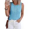 imageBTFBM Crochet Tops for Women Sleeveless Knit Sweater Vest Tank Top Summer Spring 2026 Cover Ups Beach Vacation ClothesBaby Blue