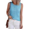 imageBTFBM Crochet Tops for Women Sleeveless Knit Sweater Vest Tank Top Summer Spring 2026 Cover Ups Beach Vacation ClothesBaby Blue