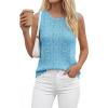 imageBTFBM Crochet Tops for Women Sleeveless Knit Sweater Vest Tank Top Summer Spring 2026 Cover Ups Beach Vacation ClothesBaby Blue