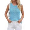 imageBTFBM Crochet Tops for Women Sleeveless Knit Sweater Vest Tank Top Summer Spring 2026 Cover Ups Beach Vacation ClothesBaby Blue