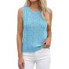 imageBTFBM Crochet Tops for Women Sleeveless Knit Sweater Vest Tank Top Summer Spring 2026 Cover Ups Beach Vacation ClothesBaby Blue