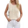 imageBTFBM Crochet Tops for Women Sleeveless Knit Sweater Vest Tank Top Summer Spring 2026 Cover Ups Beach Vacation ClothesBeige