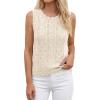 imageBTFBM Crochet Tops for Women Sleeveless Knit Sweater Vest Tank Top Summer Spring 2026 Cover Ups Beach Vacation ClothesBeige