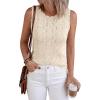imageBTFBM Crochet Tops for Women Sleeveless Knit Sweater Vest Tank Top Summer Spring 2026 Cover Ups Beach Vacation ClothesBeige