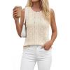 imageBTFBM Crochet Tops for Women Sleeveless Knit Sweater Vest Tank Top Summer Spring 2026 Cover Ups Beach Vacation ClothesBeige