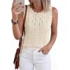 imageBTFBM Crochet Tops for Women Sleeveless Knit Sweater Vest Tank Top Summer Spring 2026 Cover Ups Beach Vacation ClothesBeige