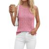 imageBTFBM Crochet Tops for Women Sleeveless Knit Sweater Vest Tank Top Summer Spring 2026 Cover Ups Beach Vacation ClothesPink