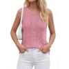 imageBTFBM Crochet Tops for Women Sleeveless Knit Sweater Vest Tank Top Summer Spring 2026 Cover Ups Beach Vacation ClothesPink