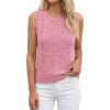 imageBTFBM Crochet Tops for Women Sleeveless Knit Sweater Vest Tank Top Summer Spring 2026 Cover Ups Beach Vacation ClothesPink