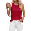 imageBTFBM Crochet Tops for Women Sleeveless Knit Sweater Vest Tank Top Summer Spring 2026 Cover Ups Beach Vacation ClothesRed
