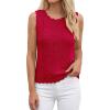 imageBTFBM Crochet Tops for Women Sleeveless Knit Sweater Vest Tank Top Summer Spring 2026 Cover Ups Beach Vacation ClothesRed