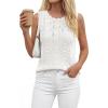 imageBTFBM Crochet Tops for Women Sleeveless Knit Sweater Vest Tank Top Summer Spring 2026 Cover Ups Beach Vacation ClothesWhite