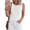 imageBTFBM Crochet Tops for Women Sleeveless Knit Sweater Vest Tank Top Summer Spring 2026 Cover Ups Beach Vacation ClothesWhite