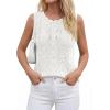 imageBTFBM Crochet Tops for Women Sleeveless Knit Sweater Vest Tank Top Summer Spring 2026 Cover Ups Beach Vacation ClothesWhite