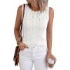 imageBTFBM Crochet Tops for Women Sleeveless Knit Sweater Vest Tank Top Summer Spring 2026 Cover Ups Beach Vacation ClothesWhite