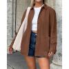 imageBTFBM Faux Suede Jacket Women Fall Fashion 2026 Leather Jackets Long Sleeve Button Down Winter Coats Shackets OuterwearBrown