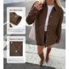 imageBTFBM Faux Suede Jacket Women Fall Fashion 2026 Leather Jackets Long Sleeve Button Down Winter Coats Shackets OuterwearDark Brown