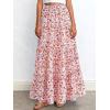 imageBTFBM Floral Maxi Skirts for Women Summer Spring 2026 Elastic Waist Tiered Flowy Beach Vacation Boho Midi Long SkirtFloral White Orange