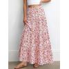 imageBTFBM Floral Maxi Skirts for Women Summer Spring 2026 Elastic Waist Tiered Flowy Beach Vacation Boho Midi Long SkirtFloral White Orange