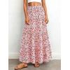 imageBTFBM Floral Maxi Skirts for Women Summer Spring 2026 Elastic Waist Tiered Flowy Beach Vacation Boho Midi Long SkirtFloral White Orange