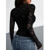 imageBTFBM Mesh Long Sleeve Tops for Women Lace Sexy Sheer Tight See Through Crew Neck Spring Fall 2026 Party Club OutfitsBlack