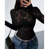 imageBTFBM Mesh Long Sleeve Tops for Women Lace Sexy Sheer Tight See Through Crew Neck Spring Fall 2026 Party Club OutfitsBlack