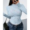 imageBTFBM Mesh Long Sleeve Tops for Women Lace Sexy Sheer Tight See Through Crew Neck Spring Fall 2026 Party Club OutfitsLight Blue