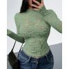 imageBTFBM Mesh Long Sleeve Tops for Women Lace Sexy Sheer Tight See Through Crew Neck Spring Fall 2026 Party Club OutfitsLight Green