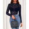 imageBTFBM Mesh Long Sleeve Tops for Women Lace Sexy Sheer Tight See Through Crew Neck Spring Fall 2026 Party Club OutfitsNavy Blue