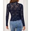 imageBTFBM Mesh Long Sleeve Tops for Women Lace Sexy Sheer Tight See Through Crew Neck Spring Fall 2026 Party Club OutfitsNavy Blue