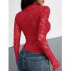 imageBTFBM Mesh Long Sleeve Tops for Women Lace Sexy Sheer Tight See Through Crew Neck Spring Fall 2026 Party Club OutfitsRed