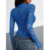 imageBTFBM Mesh Long Sleeve Tops for Women Lace Sexy Sheer Tight See Through Crew Neck Spring Fall 2026 Party Club OutfitsRoyal Blue
