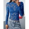 imageBTFBM Mesh Long Sleeve Tops for Women Lace Sexy Sheer Tight See Through Crew Neck Spring Fall 2026 Party Club OutfitsRoyal Blue