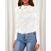 imageBTFBM Mesh Long Sleeve Tops for Women Lace Sexy Sheer Tight See Through Crew Neck Spring Fall 2026 Party Club OutfitsWhite