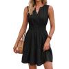 imageBTFBM Mini Dresses for Women 2026 Summer Sleeveless V Neck Elastic Waist Beach Vacation Sundress Boho Casual Dress PocketsBlack