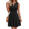 imageBTFBM Mini Dresses for Women 2026 Summer Sleeveless V Neck Elastic Waist Beach Vacation Sundress Boho Casual Dress PocketsBlack