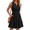 imageBTFBM Mini Dresses for Women 2026 Summer Sleeveless V Neck Elastic Waist Beach Vacation Sundress Boho Casual Dress PocketsBlack