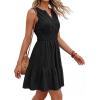 imageBTFBM Mini Dresses for Women 2026 Summer Sleeveless V Neck Elastic Waist Beach Vacation Sundress Boho Casual Dress PocketsBlack